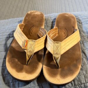 Rainbow Beige leather Flip Flop Sandals